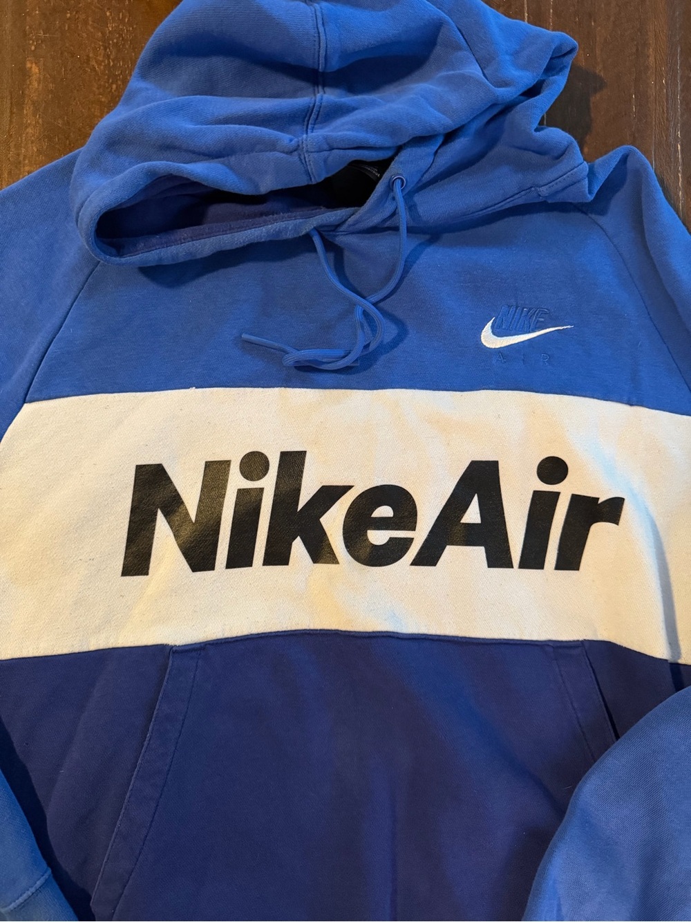 Nike Air Men's Blue & White Colorblock Crewneck Hoodie - XL - Picture 3 of 7
